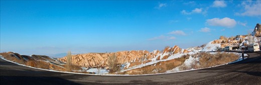 Cappadocia hill. A panoramic Cappadocia hill surrounded by curved roads