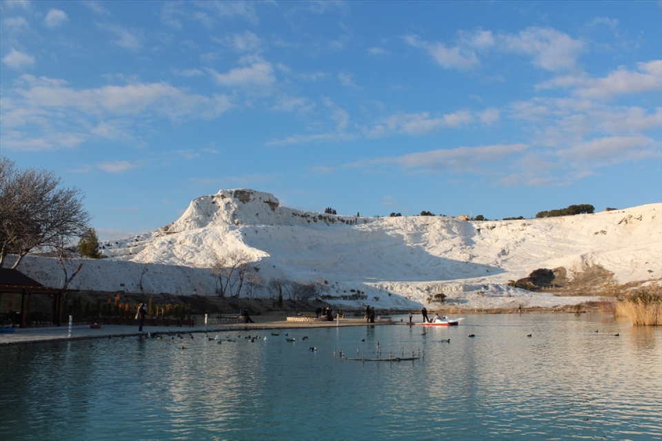 Pamukkale. It's seems like snow that covered mountain. But it's not snow. 