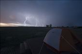 Volunteers living in a tent on the remote Sun Prairie had to not only deal with Bison wondering through their campsites, rattle snakes, flooding rains, mosquitos and 100 degree temperatures, lightening storms were frequent visitors during the summer months. Waking here at 5 am with a powerful storm over head. : by rhys_morgan, Views[173]