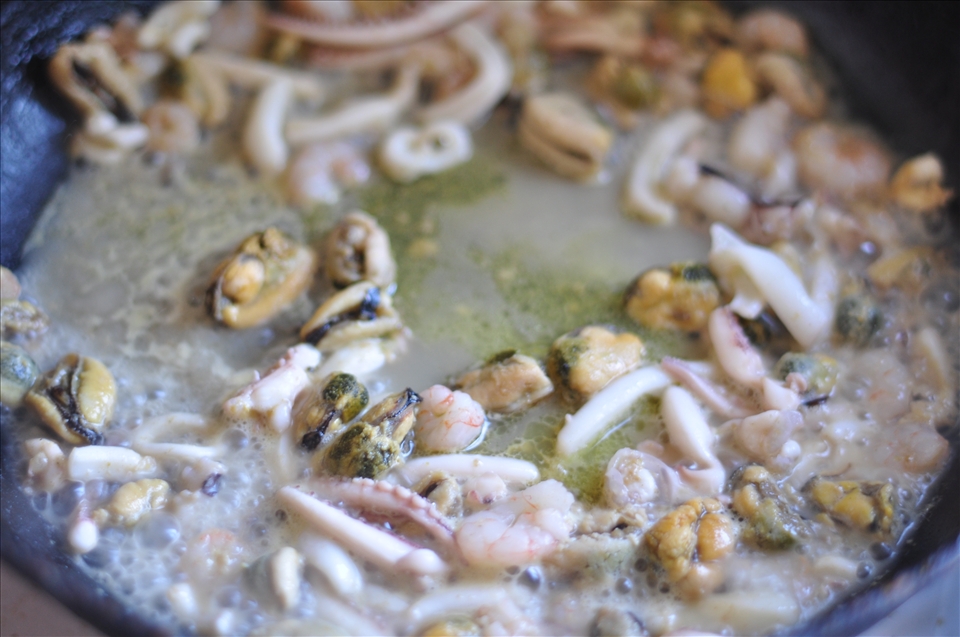 seafood in the skillet