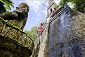 Children who go down the steep stairs of a temple of Buddha Park: by riceandrain, Views[693]