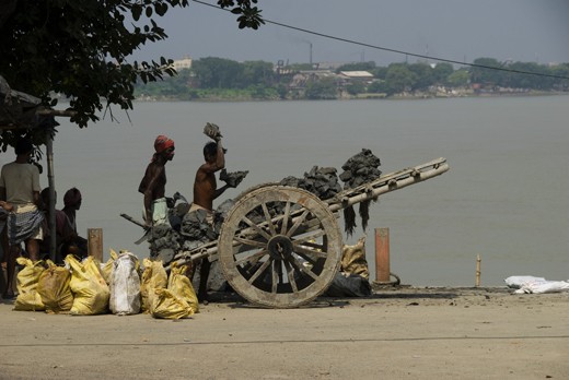They collect soil from river.
