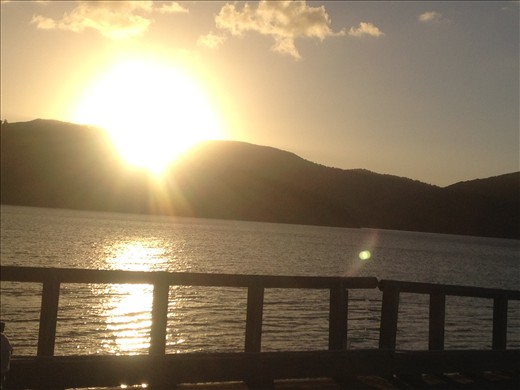 Sun setting from the jetty after a long day on the reef