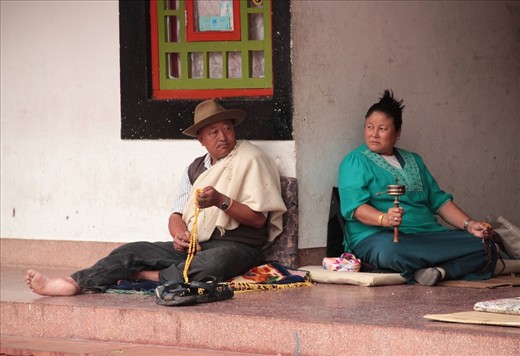 'Oṃ maṇi padme hūṃ' – the mantra contains the essence of Buddhism. In meditation at Rumtek.