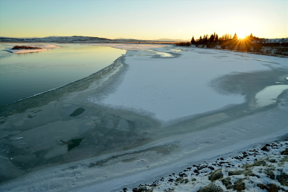 Midday sun over the river