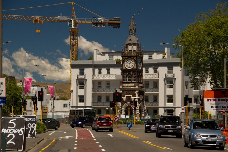Twin Towers, is compose of  an old clock tower which survive the quake and a crane which is a tool for rebuilding the city. located in one of Christchurch's best-known designer streets, Victoria St, is still on business.