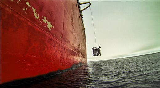 Watching the rosette (used for water sampling) go over the starboard side