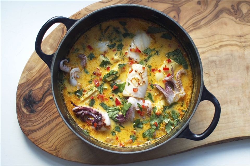 Squid mocqueca from the top, by Ed Smith, RocketandSquash.com