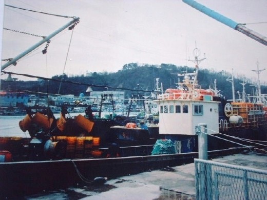 sea-going trawler unloaded of its catch ready to go back out