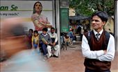 A young professional waiting for the bus at a stand in Shankar Market,New Delhi.: by rohitgautamphotography, Views[467]