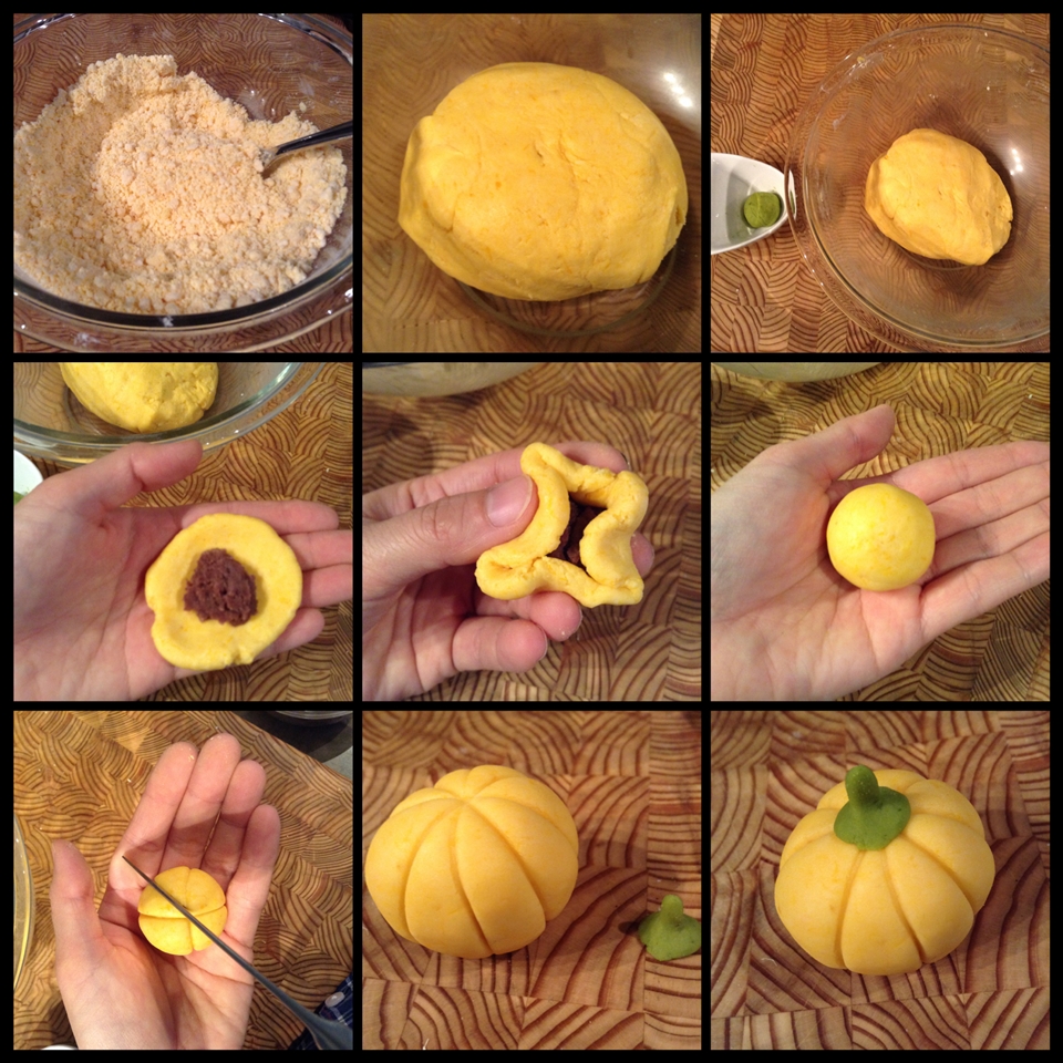 Demonstration of how to make the pumpkin dumpling