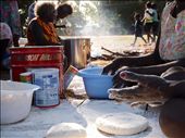 Dampar bread making, with the ladies whom also work on preserving the Anindilyakwa language for the children at the literacy complex. They burry the rolled bread in the fire, and drizzle it with a honey like sugar when served. : by roselzimm, Views[596]