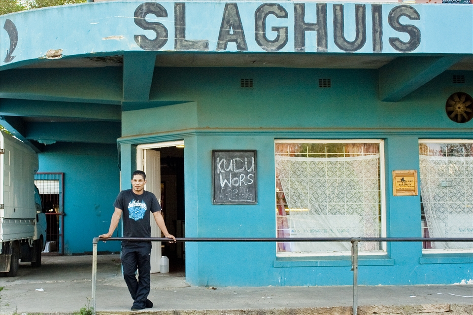 Ruquet Gelderbloem visits the local butchery, Slaghuis (Slaughter House), in 