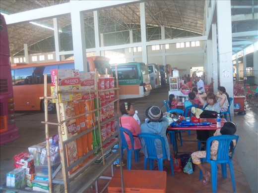 Waiting for departure at the main bus park in Siem Reap.