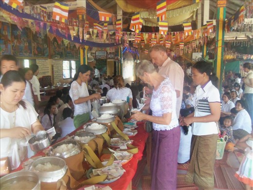 Rice is being offered along with donations.