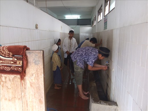 Before pray, people take a 'Wudhu' inside the part of the mosque.