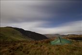 The first of 3 nights hiking in Snowdonia, Wales. The weather was far from ideal with gale force winds, persistent rain and low cloud, I knew right away that the trip was going to be a challenge.

I took this shot to give a feeling to what the weather was like. Wind is invisible, apart from when you have fast moving clouds overhead and the right conditions for a long exposure, you can also see the deformed look of my tent due to the force.: by russ_photo, Views[324]
