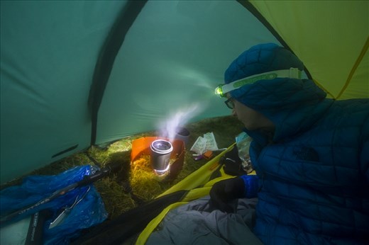 I envisaged mornings of sitting outside my tent, enjoying my breakfast after shooting a beautiful sunrise. That of course is not always the case, the weather was so bad that I had to fire up my stove inside my tents porch, even then the wind was swirling around inside making things difficult.