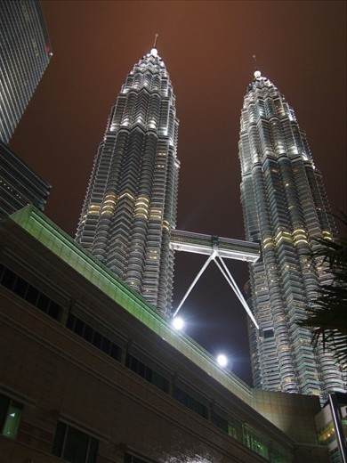 The Petronas Towers lighting up the night
