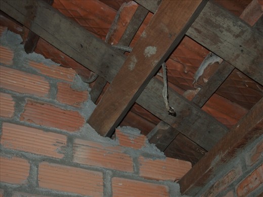 A snake skin left in our huts roof - no snake so far...