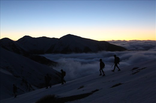 after 80km cycling from Christchurch 1200m traverse to Castle Hill Peak begins