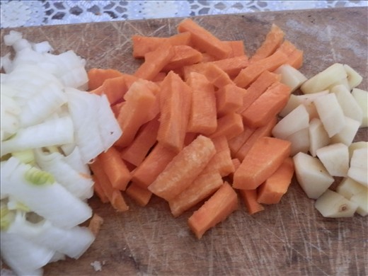 carrorts, onion and potatos