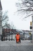 Council worker stands out from the grey tones of winter in the city: by sabinarysnik, Views[503]