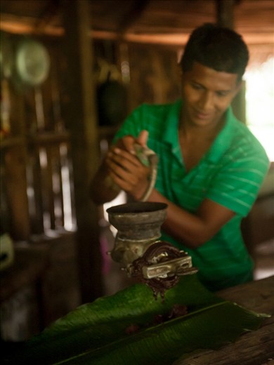 Last but not the least, the ground cocoa seeds are then pressed manually through a press, and we have chocolate! This is then added to the condensed milk, and gives you the freshest and tastiest chocolate you could ever have!