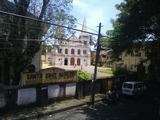 Beautiful view of the Santa Cruz Basilica cathedral from the restaurant window.