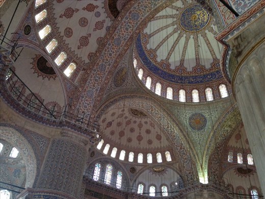 Beautiful, intricate mosaic work on the domes in the Blue Mosque.