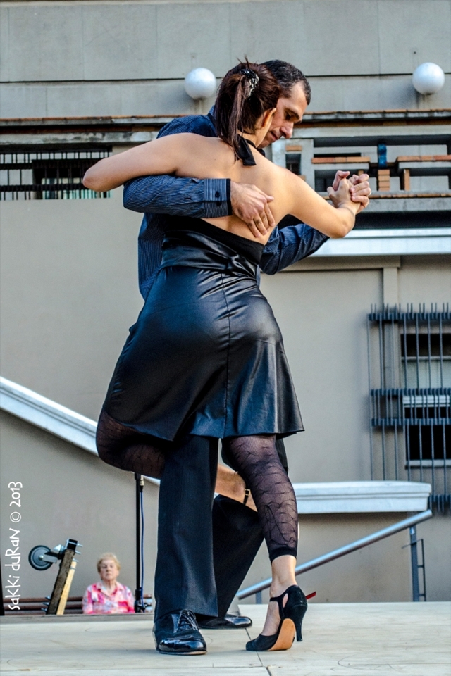 Old lady dreaming of tango.