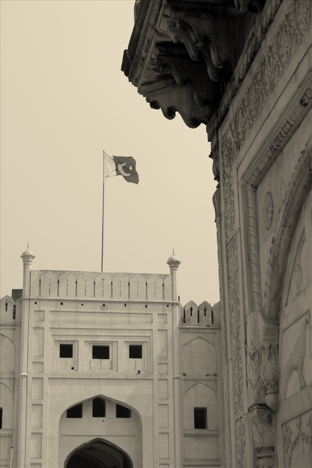 Hosted on the Lahore Fort, Pakistan's flag flutters in the mild winter breeze