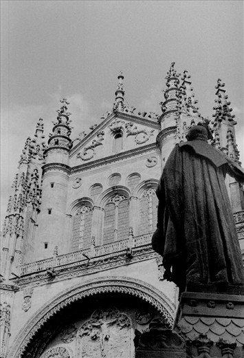 The glamorous old cathedral and the statue of the Father looking at it. It is as if he is guarding and looking after his house, as he did in the past, as he is doing it now and as he will do in eternity.