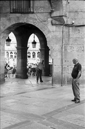Plaza Mayor, the soul of the city. The old man was looking through one of its gates, as if he was seeking his youth spent in the very same place.: by salamanca, Views[349]