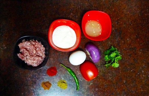 Ingredients for the Keema Golis.