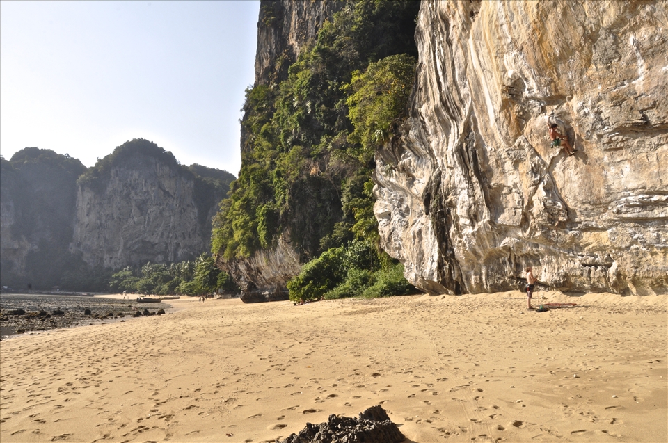 Climbers enjoying another perfect day in Tonsai beach. Krabi, Thailand. 