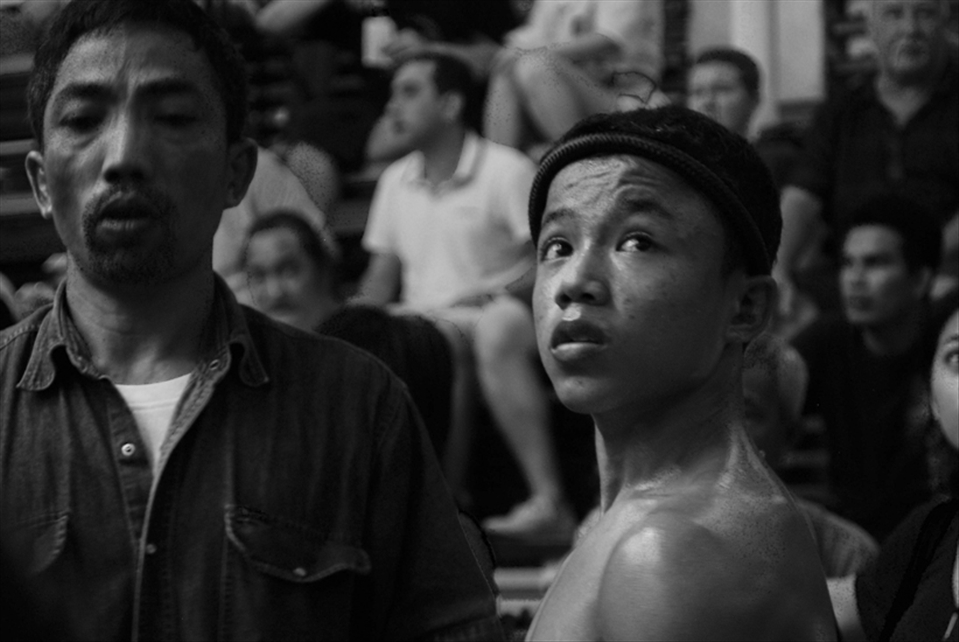 A competitor looks for his family in the crowd.