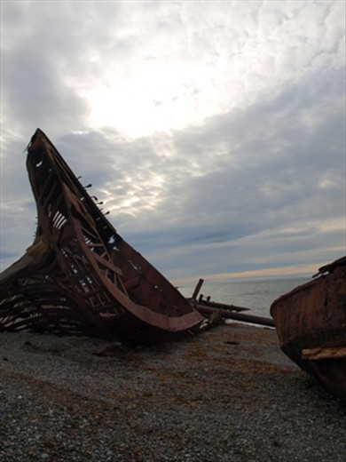 Wrecked ships on the way out of Ushuaia