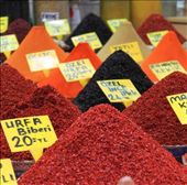 The Egyptian Bazaaar, known as the spice market for its prominent spice collections buzzes with energy. The bazaar is filled with the aroma and colour of herbs and spices. The loose piles of spice now compete for the attention of tourists bargain hunting for dried fruits, oils and boxes of Turkish Delight.: by sarahg, Views[506]