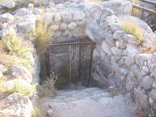 Entrance to the cistern on the site. They had to put a lock on the gate to keep people out. 