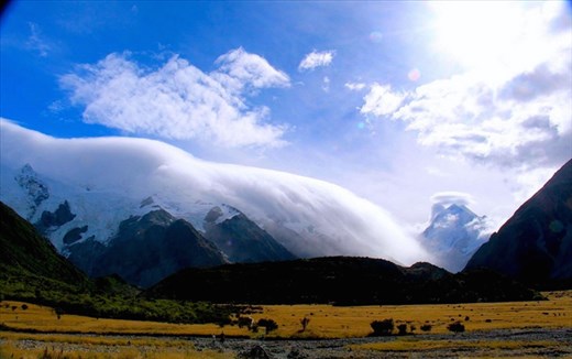 Mt Cook under the clouds