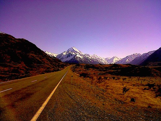 Driving away from Mt Cook