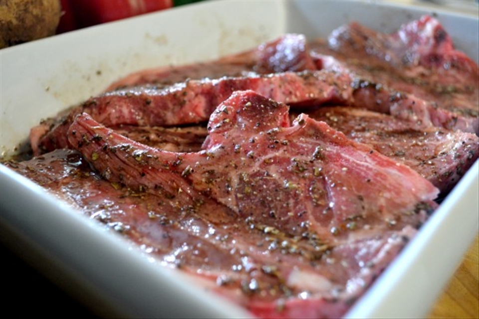 The cooking process - marinating the lamb