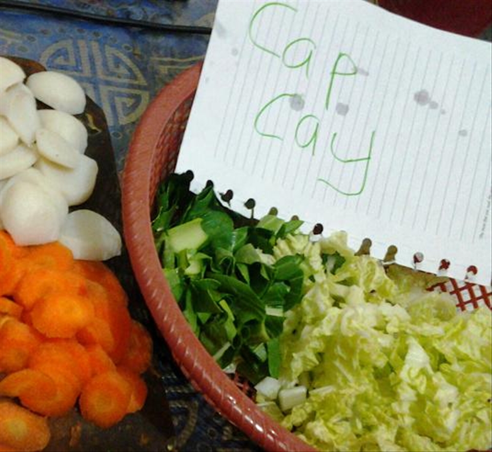 preparation chop all vegetables