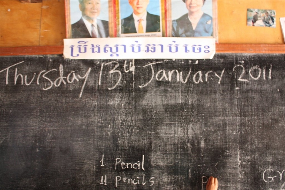 After spending all day at regular school, children come running into the orphanage classroom for their English lesson. Many of them want to spell words even during playtime, as if at such young age they are already aware of the importance of education in order to rebuild the nation after the horrors of the Pol Pot regime.