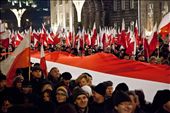 A sea of red and white, Poland's national colours, in a march against a perceived decrease in independence within the EU after Prime Minister, Donald Tusk, said he would give more powers to the EU in light of the Eurozone crisis. This, people argued, harboured back to the Communist era when Poland was heavily under the political influence of the Soviet Union that reduced its automony.: by sashastowe, Views[566]