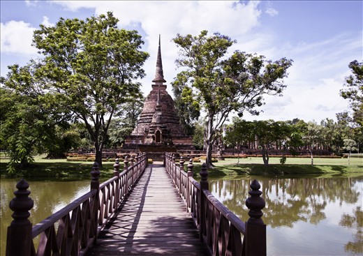 Bridge across to ruins in Sukhothai.