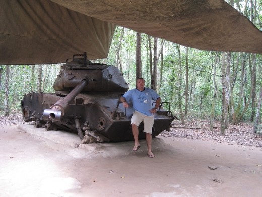Bill with a captured US tank