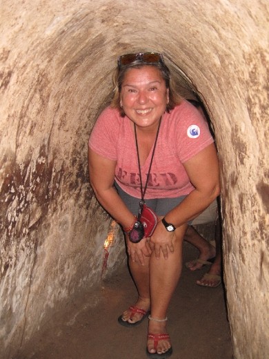 Steph coming through one of the underground tunnels