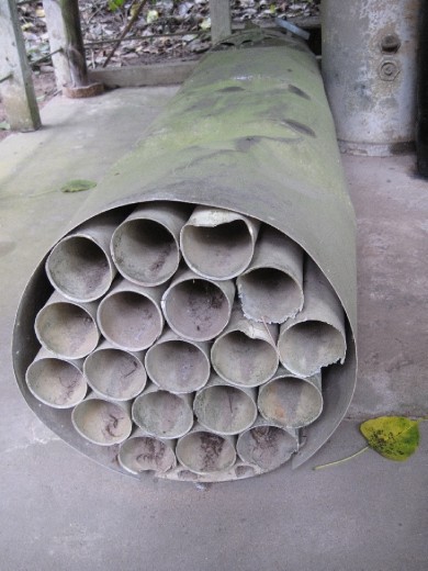 The inside of a cluster bomb